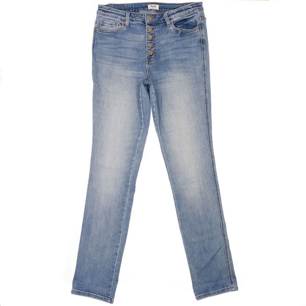 Amalli Talli Jeans Womens Size 31 Blue High Rise Button Fly Measures 33 x 34.5